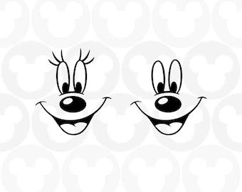 Mickey Minnie Mouse, Smiling Face, Lashes, Mouth, Svg Png Formats, Instant Download, Silhouette, Cricut