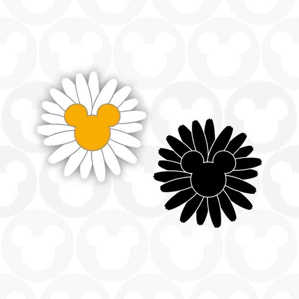 Flower, Mickey Minnie Mouse, Ears Head, Daisy, Sunflower, Svg Png Formats, Instant Download, Silhouette Cameo, Cricut