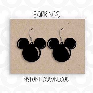 Earrings, Mickey Mouse, Ears Head, Svg Png Formats, Instant Download, Silhouette Cameo, Cricut, Glowforge