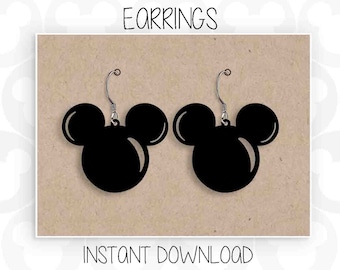 Earrings, Mickey Mouse, Ears Head, Svg Png Formats, Instant Download, Silhouette Cameo, Cricut, Glowforge