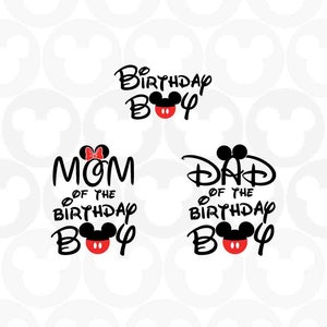 Mom / Dad of the Birthday Boy, Mickey Minnie Mouse, Castle Head Ears Bow, Svg Png Formats, Instant Download, Silhouette Cameo, Cricut
