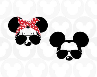 Mickey Minnie Mouse, Bandana Polkadot Dots Sunglasses, Svg Png Formats, Instant Download, Silhouette Cameo, Cricut