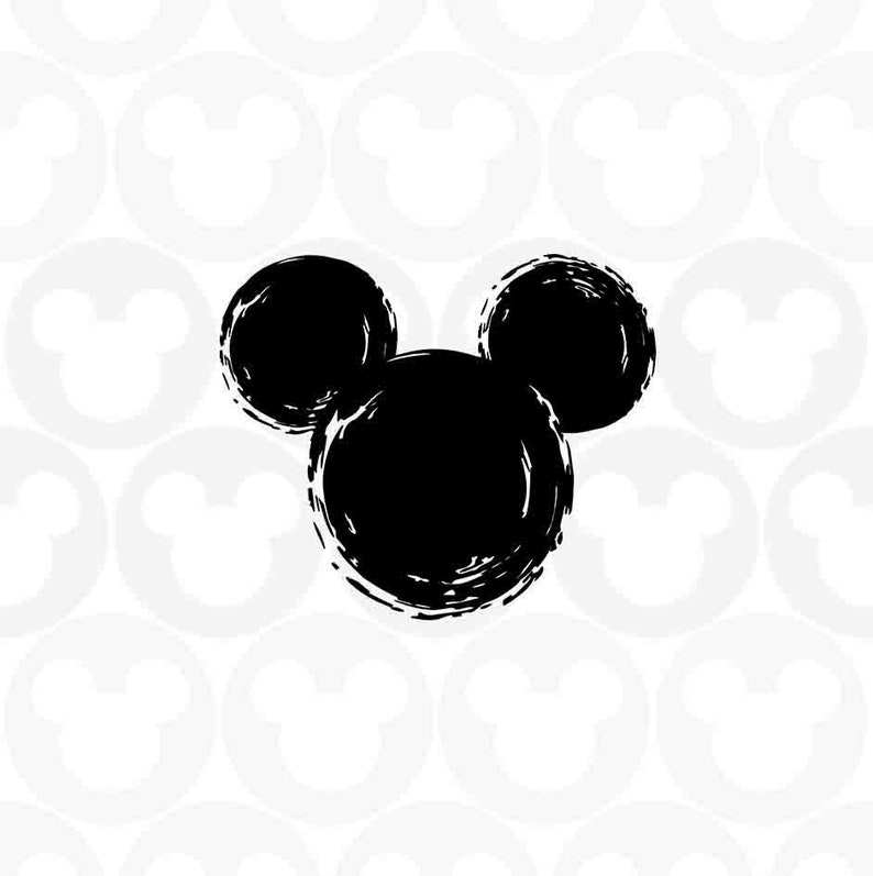Mickey Mouse, Ears Head, Brush, Distressed, Grunge, Svg Png Formats, Instant Download, Silhouette Cameo, Cricut image 1