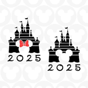 2025 Disney Castle, Mickey Minnie Mouse, Matching Set, Svg Png Formats, Instant Download, Silhouette, Cricut