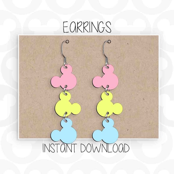 Earrings, Mickey Mouse, Ears Head, Svg Png Formats, Instant Download, Silhouette Cameo, Cricut, Glowforge