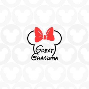 Great Grandma, Family Names, Minnie Mouse Nana Head Ears Bow, Svg Png Dxf Formats, Instant Download, Silhouette, Cricut, Cut File, Printable