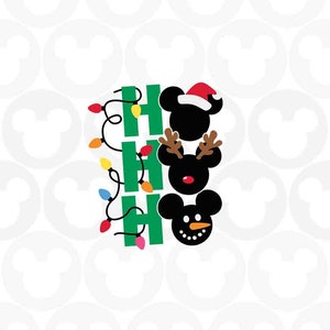 Ho Ho Ho, Christmas Lights, Mickey Mouse, Reindeer Snowman, Santa Hat, Svg Png Formats, Instant Download, Silhouette Cameo, Cricut