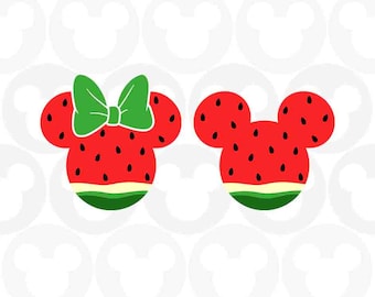 Watermelon, Mickey Minnie Mouse, Ears Bow, Summer, Fruit, Svg Png Formats, Instant Download, Silhouette Cameo, Cricut