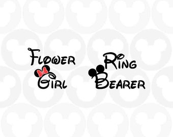 Flower Girl Ring Bearer, Mickey Minnie Mouse, Ears Bow, Wedding, Svg Png Formats, Instant Download, Silhouette Cameo, Cricut