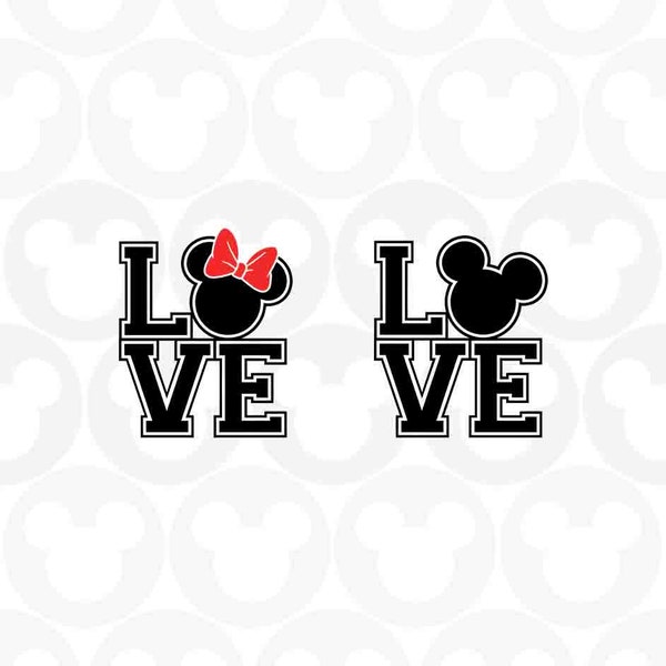 Mickey Minnie Mouse, Love, Valentines Day, Svg Png Formats, Instant Download, Silhouette Cameo, Cricut