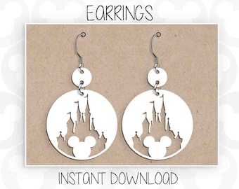 Earrings, Mickey Mouse, Castle Ears Head, Svg Png Formats, Instant Download, Silhouette Cameo, Cricut, Glowforge