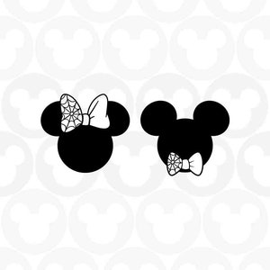 Halloween, Mickey Minnie Mouse, Mr Mrs, Spider Web, Ears Head Bow Tie Bowtie, Svg Png Formats, Instant Download, Silhouette Cameo, Cricut
