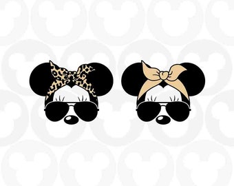 Minnie Mouse, Bandana, Leopard, Animal Kingdom, Sunglasses, Svg Png Formats, Instant Download, Silhouette Cameo, Cricut