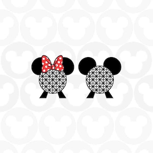 Epcot Ball, Mickey Minnie Mouse, World Traveler, Head Ears Bow, Svg Png Formats, Instant Download, Silhouette Cameo, Cricut