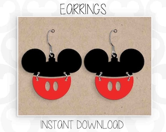 Christmas Earrings, Mickey Mouse, Ears Head, Ornament Bulb, Svg Png Formats, Instant Download, Silhouette Cameo, Cricut, Glowforge