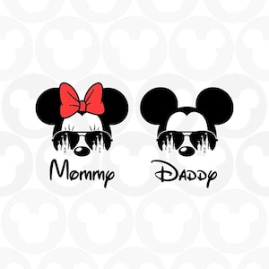 Mommy Daddy, Mickey Minnie Mouse, Sunglasses, Castle Head Ears Bow, Svg Png Formats, Instant Download, Silhouette Cameo, Cricut