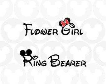 Flower Girl Ring Bearer, Mickey Minnie Mouse, Ears Bow, Wedding, Svg Png Formats, Instant Download, Silhouette Cameo, Cricut