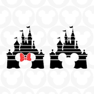 Disney Castle, Mickey Minnie Mouse, Matching Set, Svg Png Formats, Instant Download, Silhouette, Cricut