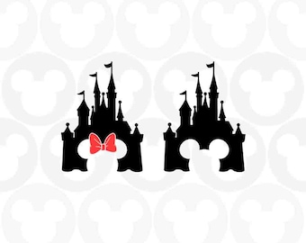 Mickey Minnie Mouse, Castle Head Ears Bow, Formatos Svg Png, Descarga Instantánea, Cameo Silueta, Cricut