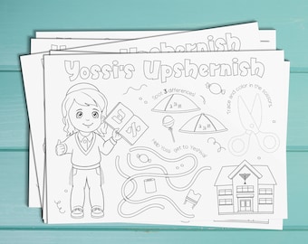 Custom Upsherin Coloring Sheet, Upshernish Party, Coloring Placemat for Kids, Activity Sheet, Printable