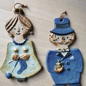 Fischer Stengods Sweden wall plates pair ceramic