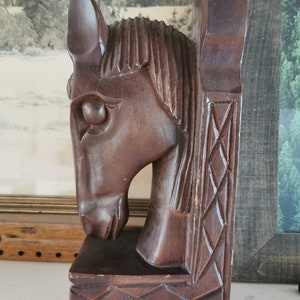 Wooden horses vintage bookend