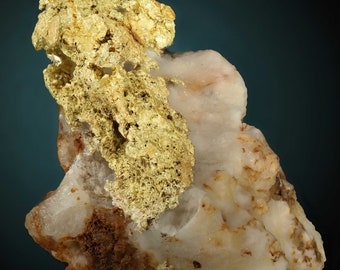 Kristallines Gold auf Quarz - Kelsey Mining Distrikt, El Dorado County, Kalifornien