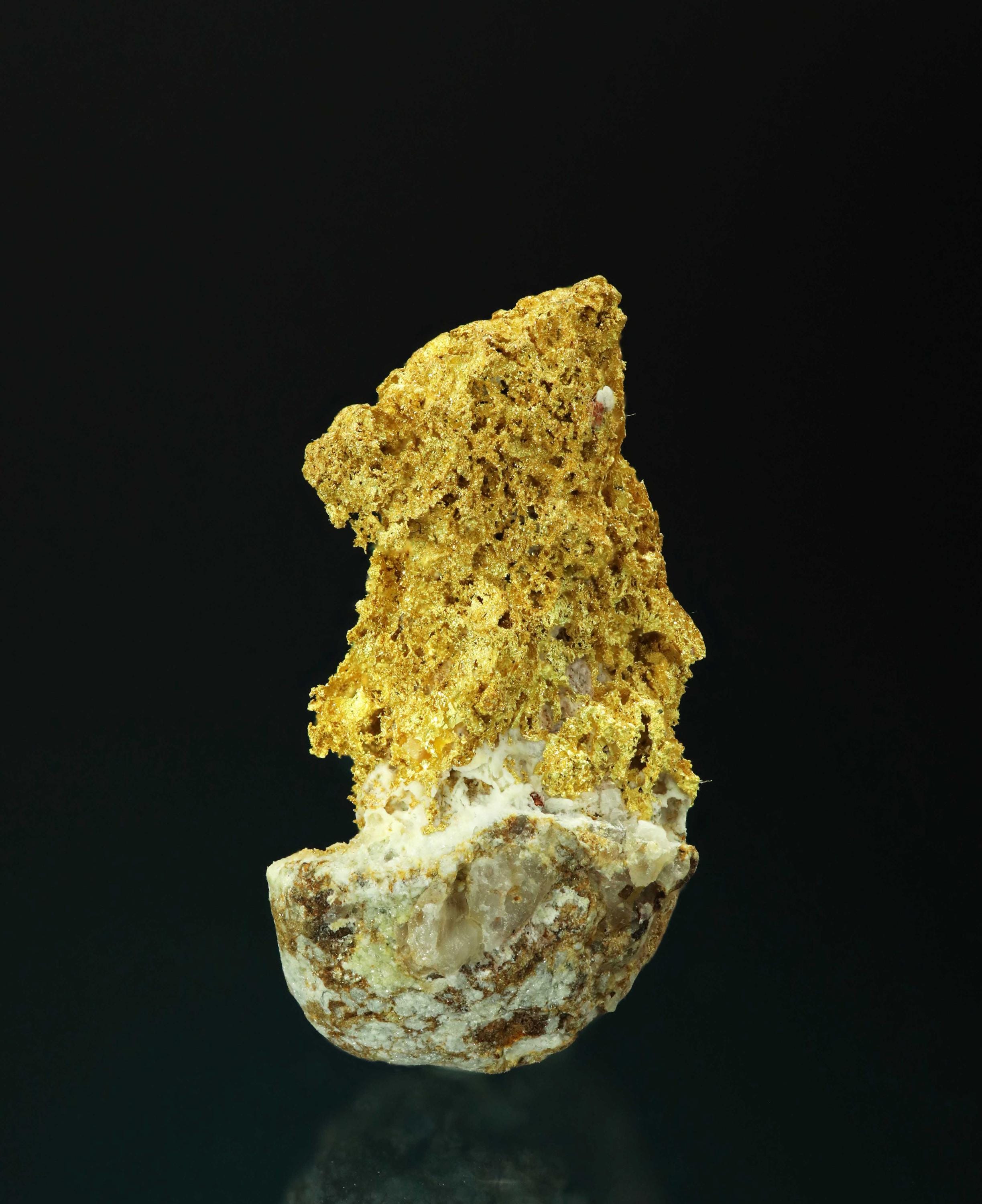 Crystallized Native Sponge Gold on Quartz Matrix Natural Gold