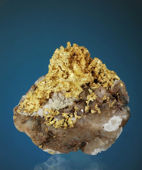 Crystallized Native Gold on Quartz and Limonite Matrix Natural