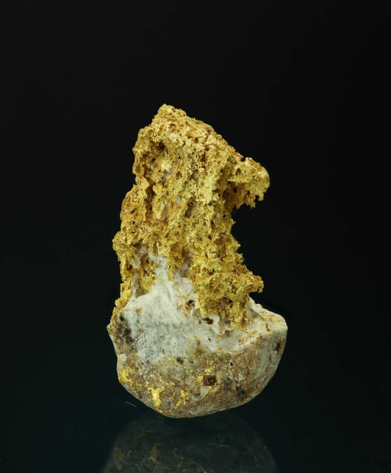 Crystallized Native Sponge Gold on Quartz Matrix Natural Gold