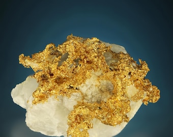 Crystalline Gold on Quartz Natural Crystal Gold Specimen - Kenton Mine, Sierra County, California, USA