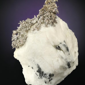 Dendritic Native Silver Crystals in white Calcite Matrix - Morocco