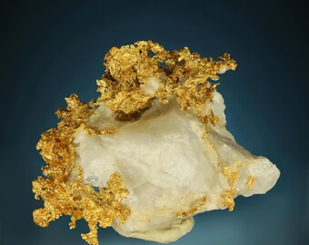 Crystalline Gold on Quartz Natural Crystal Gold Specimen - Kenton