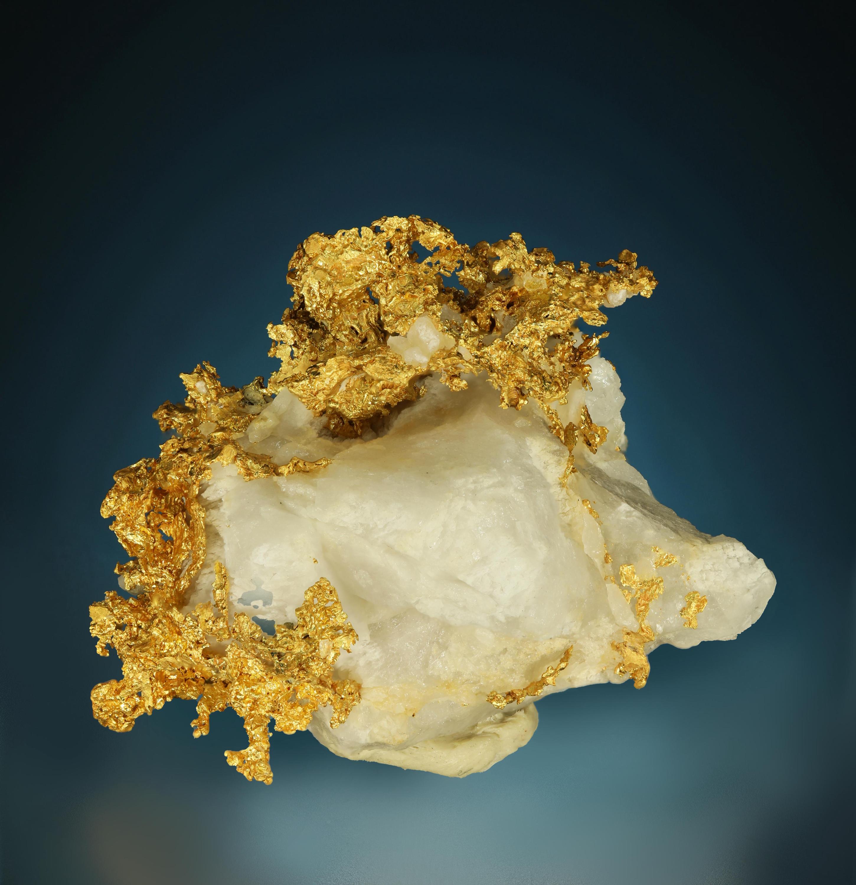 Crystalline Gold on Quartz Natural Crystal Gold Specimen - Kenton