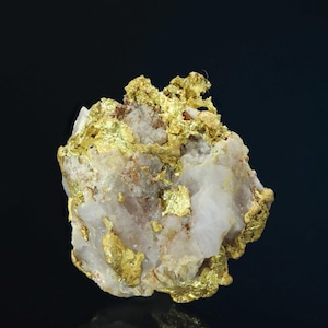 Native Gold on Quartz Natural Leafy Gold Crystal Specimen Cluster - Sonora, Mexico