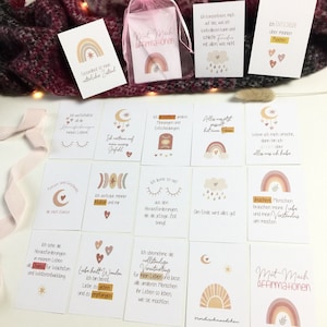 AFFIRMATIONSKARTEN "Mut-Mach" - Set 18 Karten | Ermutigungskarten mit Sprüchen und Illustrationen