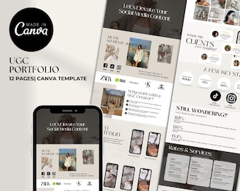 Minimalist UGC Portfolio Template Canva | Content Creator Website (Digital)