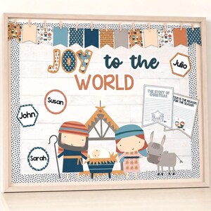 Nativity Bulletin Board Kit | Christmas Classroom Door Decoration | Religious Writing Activity