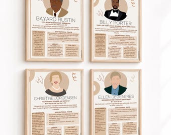 LGBTQIA+ Pride Month Biography Posters, Classroom Decor Kit (Digital Download)