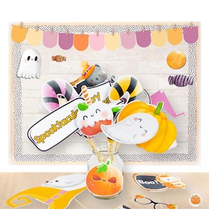 Halloween Photo Props & Photo Booth Decor, Printable Props and Bulletin Board, Halloween Party Props