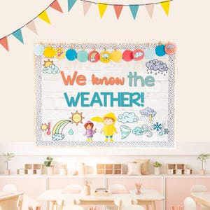 Weather Chart Bulletin Board & Classroom Decor - Interactive and Editable | Bunting, Printable Posters, Research Writing Prompts