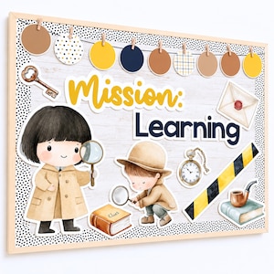 Detective Bulletin Board | Editable Classroom Theme and Poster Set with Bunting, Name Tags