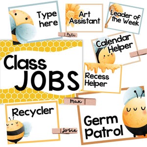 Busy Bees Classroom Jobs-display voor prikbord en klasdecoratie - Terug naar school en klasmanagement