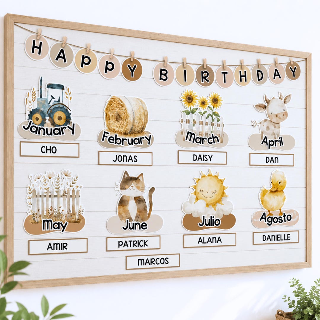 Farm Birthday Board Classroom Decor | Editable Chart Display ...