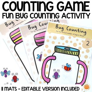 Counting Game / Activity for Toddlers or Kindergarteners | Spring Bugs | Printable Montessori Counting Game