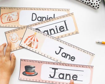 Circus Desk Name Tags | Editable Classroom Labels for Student Desks and Decor