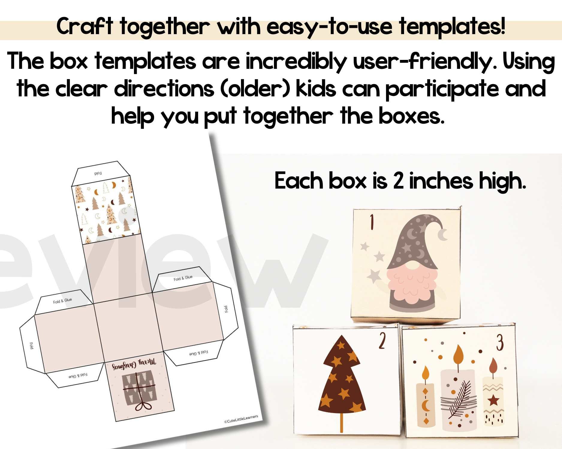 Printable Advent Calendar Boxes &amp; Activities for Kids - Etsy