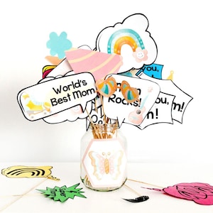 Groovy Mother&#39;s Day Photo Props and Photo Booth Decor | Instant Download | Printable Photo Props for Themed Photo Session