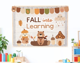 Fall Bulletin Board Kit – Woodland Animals Classroom Display with Editable Photo Craft