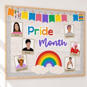 LGBTQIA + Pride Month Pinnwand & Klassenzimmer Dekor + Bearbeitbare Versionen | Wimpelketten, Bordüren, druckbare Poster